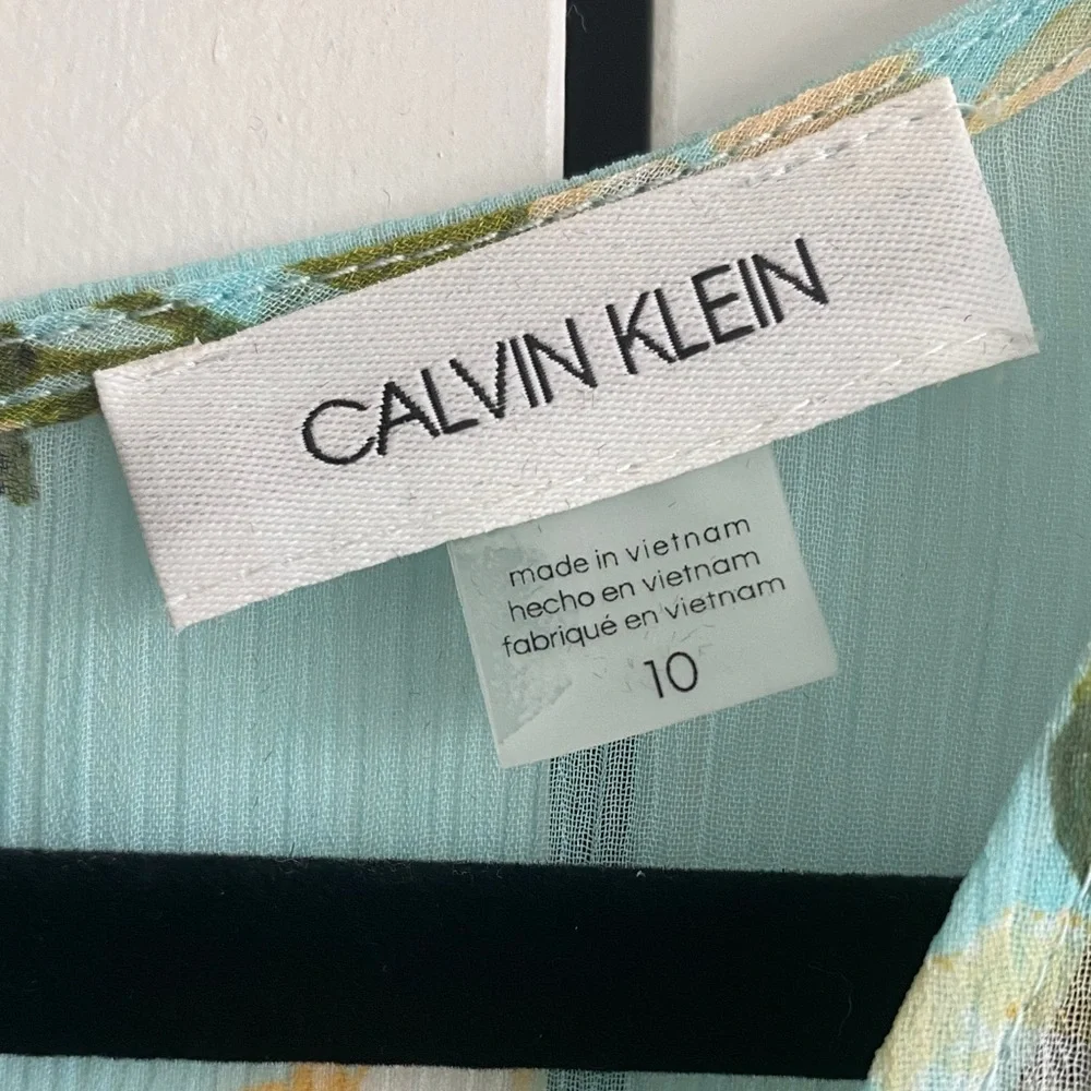 Calvin Klein Aqua Floral High Low Dress - Picture 2 of 5